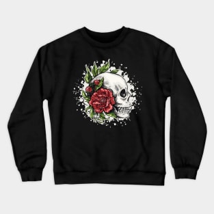 Skull with Flowers Graphic Crewneck Sweatshirt